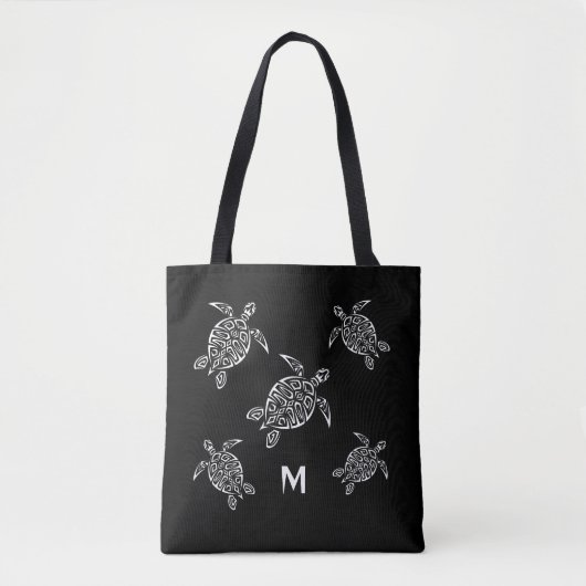 Schildkröten, Schwarz-weiße Seefahrermonogramm Tasche (Vorderseite)