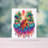 Schildkröten schwimmen im Flüssiggarten. Acrylschild (Neutral)