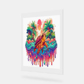 Schildkröten schwimmen im Flüssiggarten. Acrylschild (Winkel)