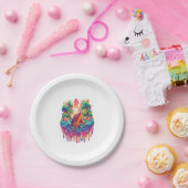 Schildkröten schwimmen im Flüssiggarten. Pappteller (Party)