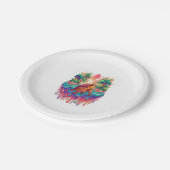 Schildkröten schwimmen im Flüssiggarten. Pappteller (Schrägansicht)