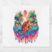 Schildkröten schwimmen im Flüssiggarten. Schaumweinetikett (Einzelnes Label)