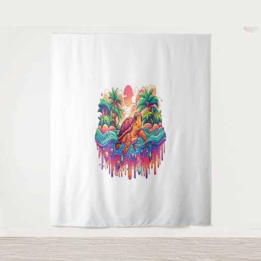 Schildkröten schwimmen im Flüssiggarten. Wandteppich (Vorderseite)