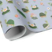 Schildkröten & Seerosenblätter auf Hellblau Geschenkpapier (Rolleneckpunkt)