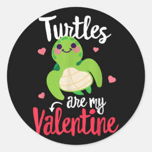 Schildkröten sind mein Valentinstag Lustiger Valen Runder Aufkleber