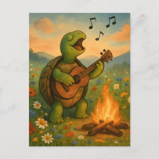 Schildkröten singen am Campfire Postkarte (Vorderseite)