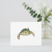 Schildkröten-Taucher-Schnorchel Postkarte (Stehend Vorderseite)