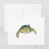 Schildkröten-Taucher-Schnorchel Postkarte (Vorne/Hinten)