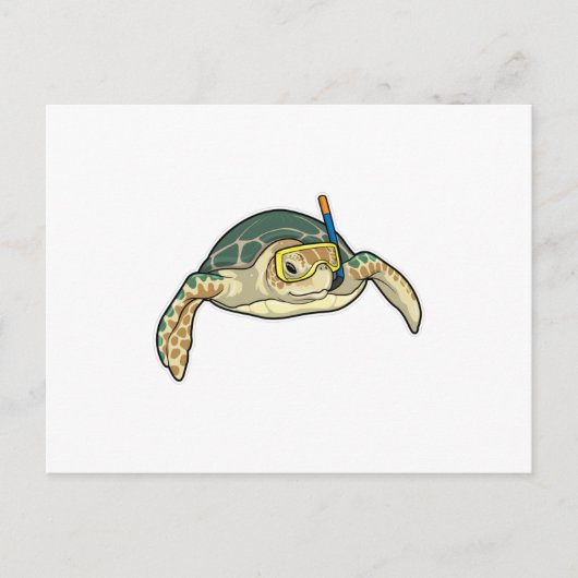 Schildkröten-Taucher-Schnorchel Postkarte (Vorderseite)