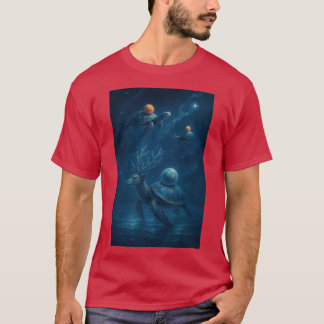 Schildkröten tragen iny Planet durch sternenklares T-Shirt