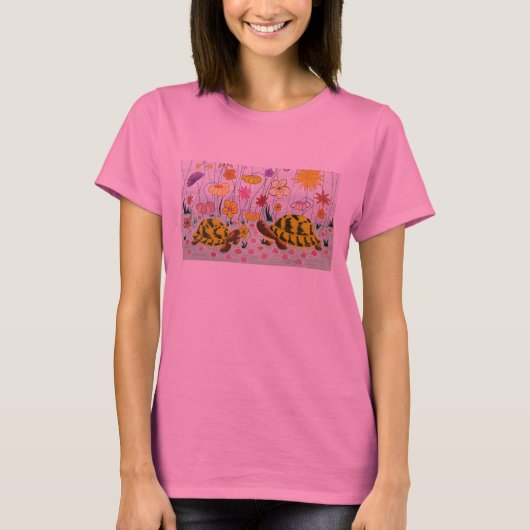 Schildkröten und Blumen T-Shirt (Vorderseite)