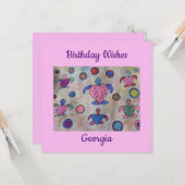 Schildkröten und Kreise Flat Geburtstagskarte Karte (Vorderseite/Rückseite Beispiel)