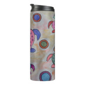 Schildkröten und Kreise Wärmflasche Thermosbecher (Nach rechts gedreht)