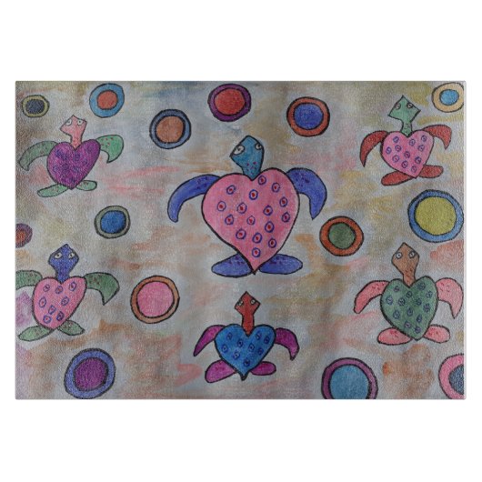 Schildkröten und Kreissäulen Schneidebrett (Vorderseite)