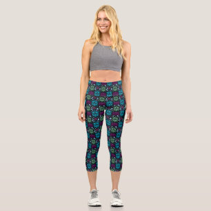 Schildkröten- und Lotusblumen-Muster  Capri Leggings