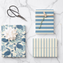 Schildkröten und Streifen aus Blauem und Cremees