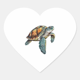 Schildkröten unter Wasser Herz-Aufkleber