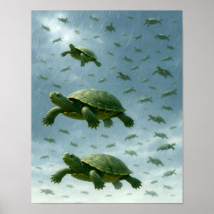 Schildkröten Wandkunst, Glückliche Schildkröte im  Poster