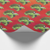 Schildkröten-Weihnachten auf Rot Geschenkpapier (Ecke)
