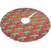 Schildkröten-Weihnachten auf Rot Polyester Weihnachtsbaumdecke (Schrägansicht)