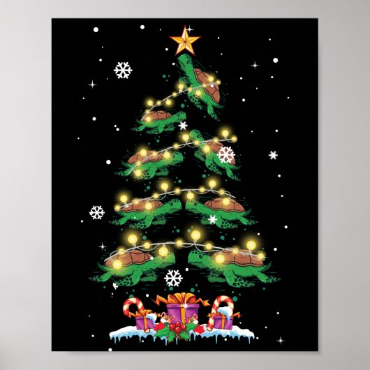Schildkröten Weihnachtsbaum Meeresschildkröte Love Poster (Vorne)