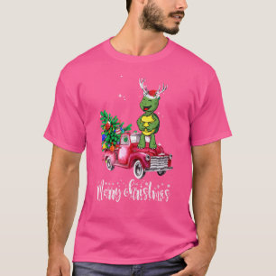 Schildkröten-Weihnachtsfahrt-Roter LKW T-Shirt