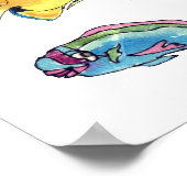 Schildkrötenbildnis Cartoon Fischkunst Poster (Ecke)