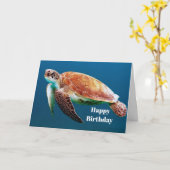 Schildkrötenblaues Foto Karte (Gelbe Blume)