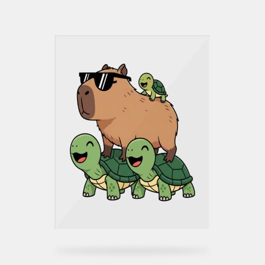 Schildkrötenfahrt Capybara, Funny Capybara Acrylschild (Vorderseite)