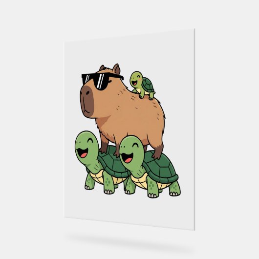 Schildkrötenfahrt Capybara, Funny Capybara Acrylschild (Winkel)