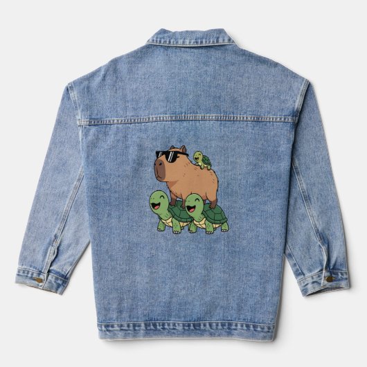 Schildkrötenfahrt Capybara, Funny Capybara Jeansjacke (Rückseite)