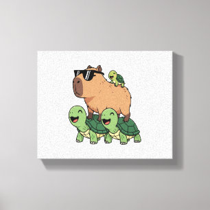 Schildkrötenfahrt Capybara, Funny Capybara Leinwanddruck