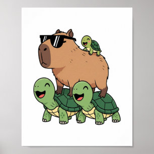 Schildkrötenfahrt Capybara, Funny Capybara Poster