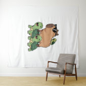 Schildkrötenfahrt Capybara, Funny Capybara Wandteppich (Beispiel (Horizontal))