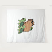 Schildkrötenfahrt Capybara, Funny Capybara Wandteppich (Vorderseite (Horizontal))