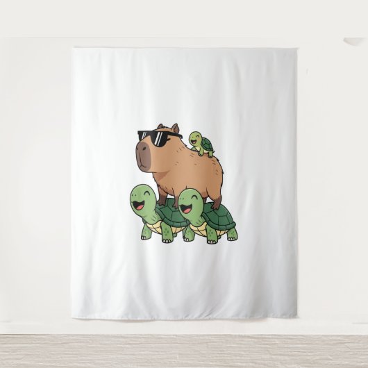 Schildkrötenfahrt Capybara, Funny Capybara Wandteppich (Vorderseite)