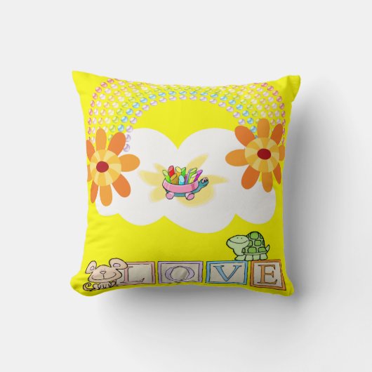 Schildkrötengelbe Regenbogenwolken Kissen (Vorderseite)