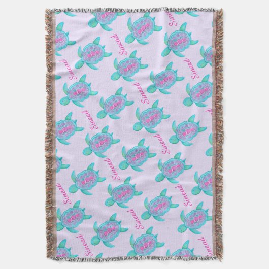 Schildkrötenherz Aquarellkunstmuster werfen Decke (Vorderseite Vertikal)