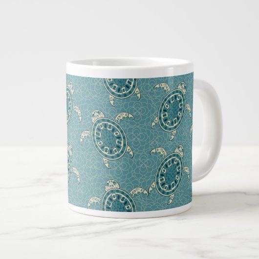 Schildkrötenhintergrund Jumbo-Tasse (Vorderseite Rechts)