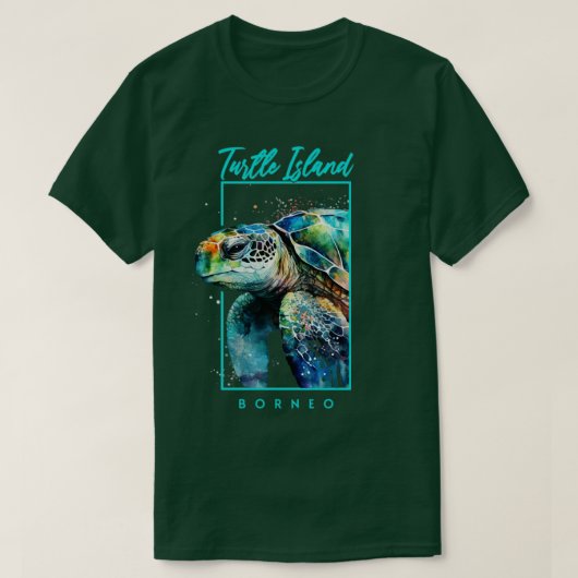 Schildkröteninsel Borneo Wasserfarbenes Meer Schil T-Shirt (Design vorne)
