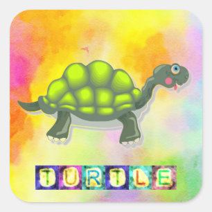 Schildkrötenkleber Quadratischer Aufkleber