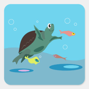 Schildkrötenkleber Quadratischer Aufkleber