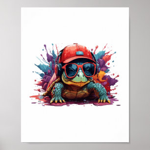Schildkrötenkunst I cool niedliche Schildkröte Poster