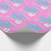 Schildkrötenkunst pinkfarben und Name 6. Geburtsta Geschenkpapier (Ecke)