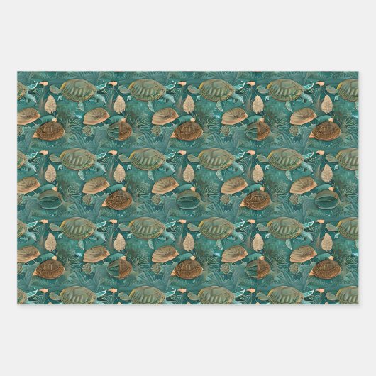 Schildkrötenlebensmuster Nr. 5 Geschenkpapier Set (Vorderseite)