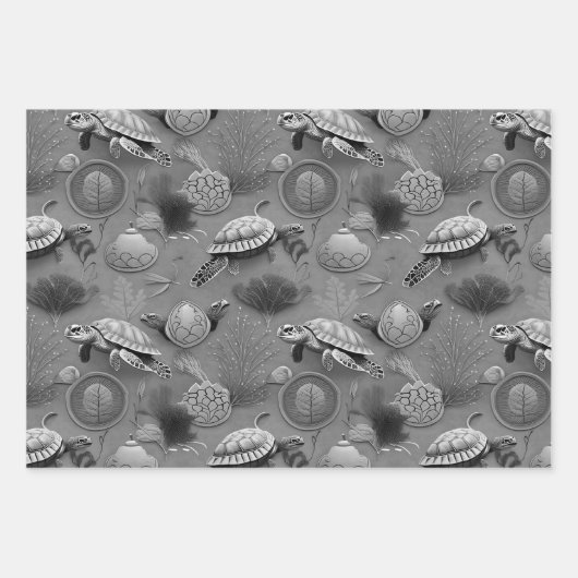 Schildkrötenlebensmuster Nr. 6 Geschenkpapier Set (Vorderseite 3)