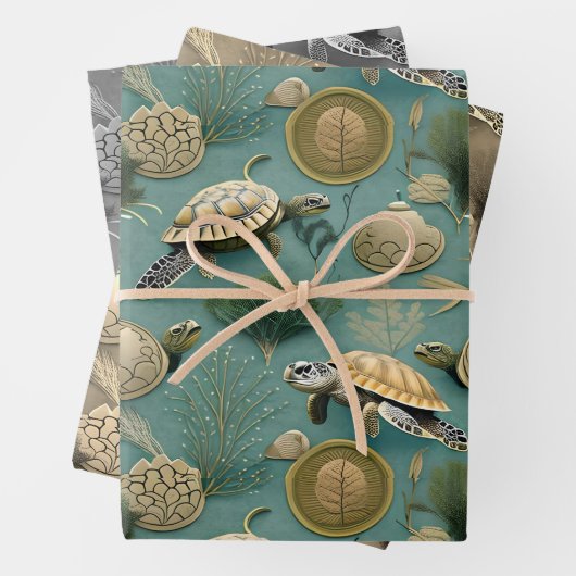 Schildkrötenlebensmuster Nr. 6 Geschenkpapier Set (Beispiel)