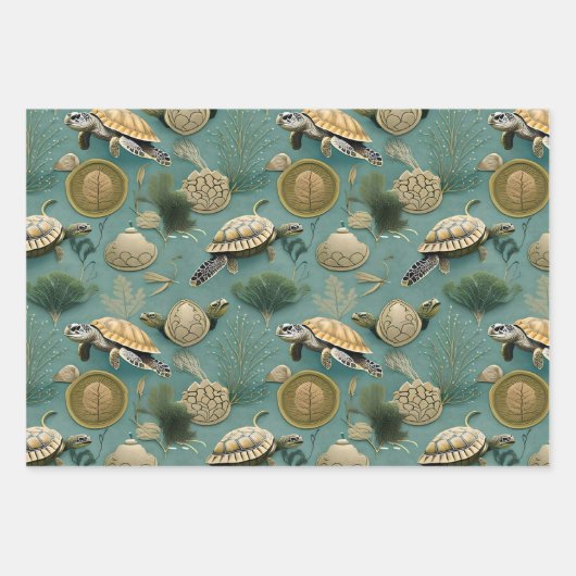 Schildkrötenlebensmuster Nr. 6 Geschenkpapier Set (Vorderseite)