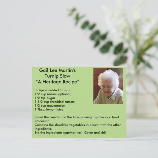 Schildkrötenleder Rezeptkarte Postkarte (Stehend Vorderseite)