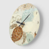 Schildkrötenmeer - Sandstrand - Collage Muschel Große Wanduhr (Winkel)